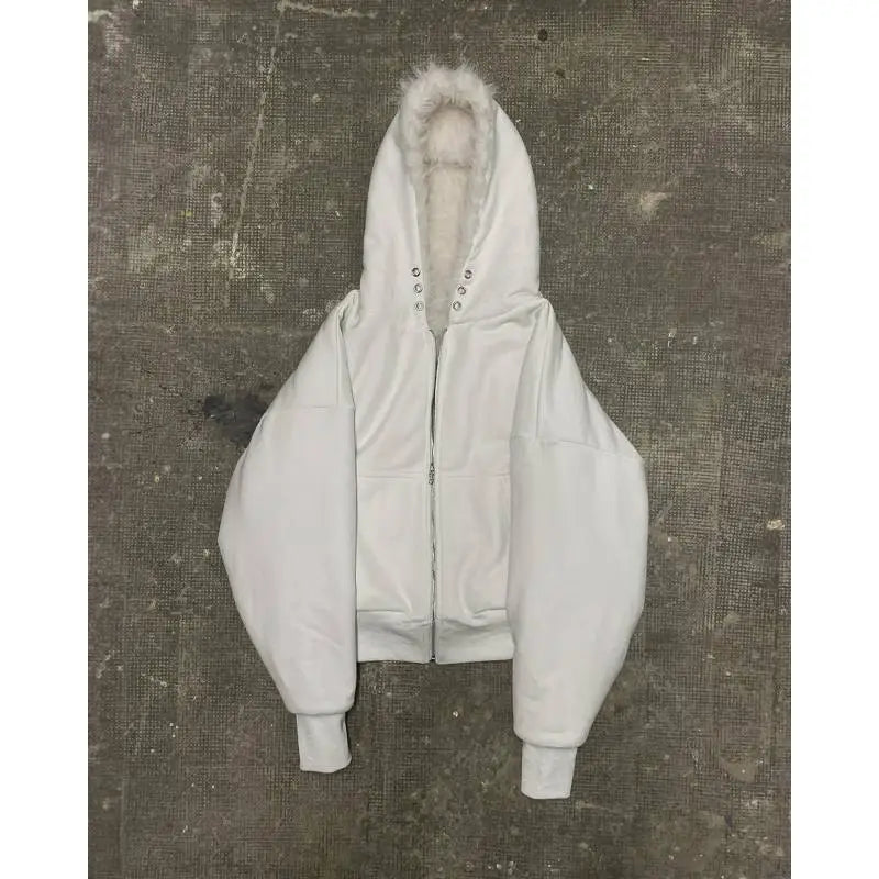 Reversible fur hoodie