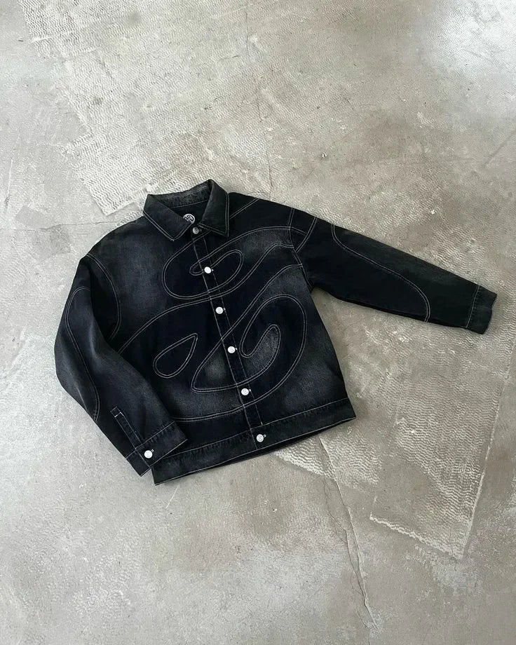 Denim Rhinestone Zip up