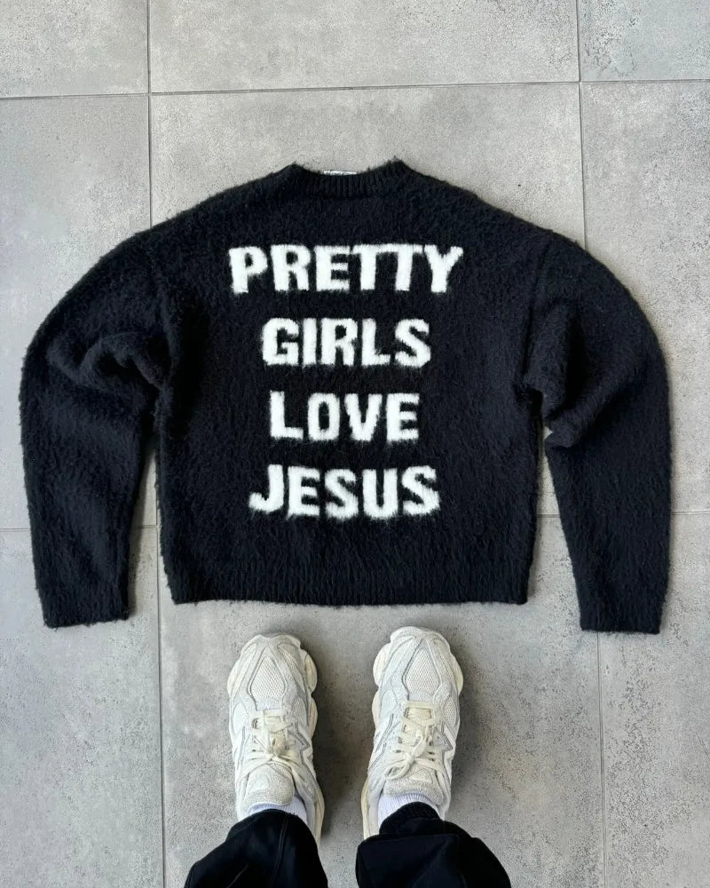 "Pretty Girls Love Jesus" Nit sweater