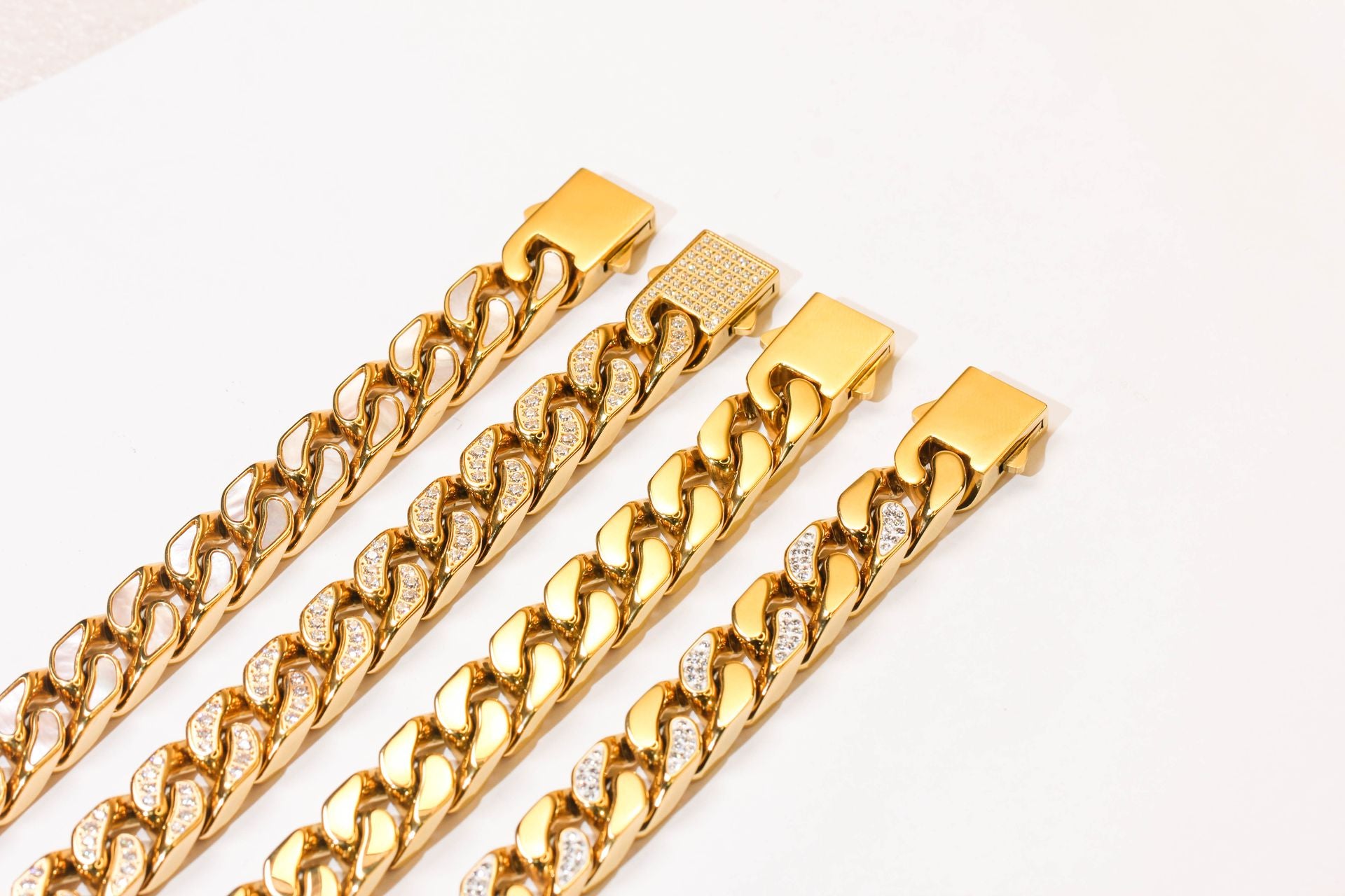 Close-up shot of gold chains