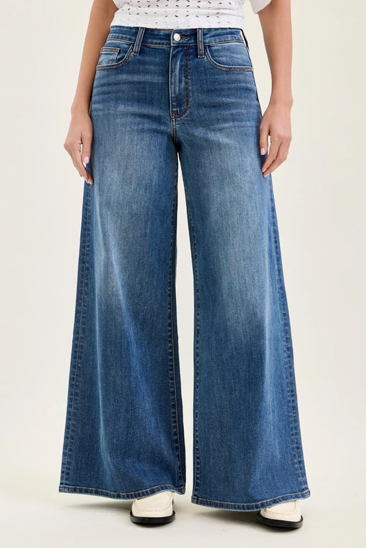 Judy Blue high waist palazzo jeans, ultra wide leg flowy denim — Apparel By Junior
